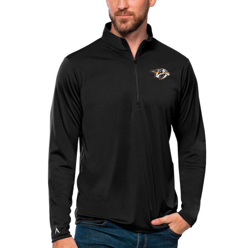 Nashville Predators Antigua Tribute Quarter-Zip Pullover Top - Black - NHL 4809101