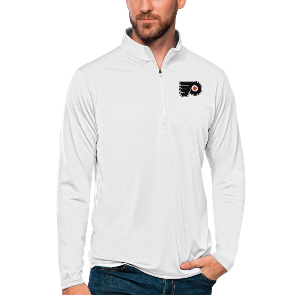 Philadelphia Flyers Antigua Tribute Quarter-Zip Pullover Top - White - NHL 4809128