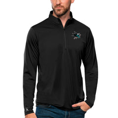 San Jose Sharks Antigua Tribute Quarter-Zip Pullover Top - Black - NHL 4809132
