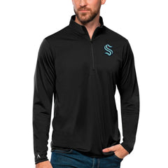 Seattle Kraken Antigua Tribute Quarter-Zip Pullover Top - Black - NHL 4809135