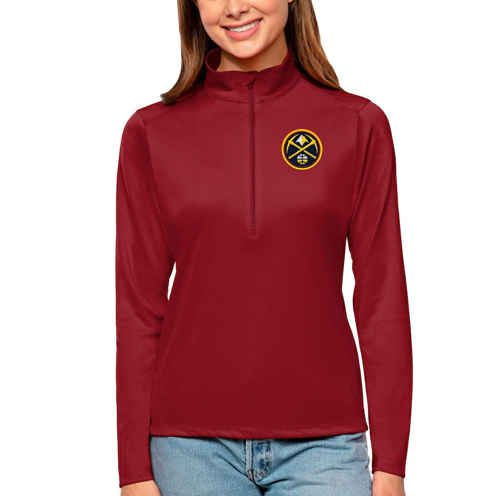 Denver Nuggets Antigua Women's Tribute Half-Zip Top Red