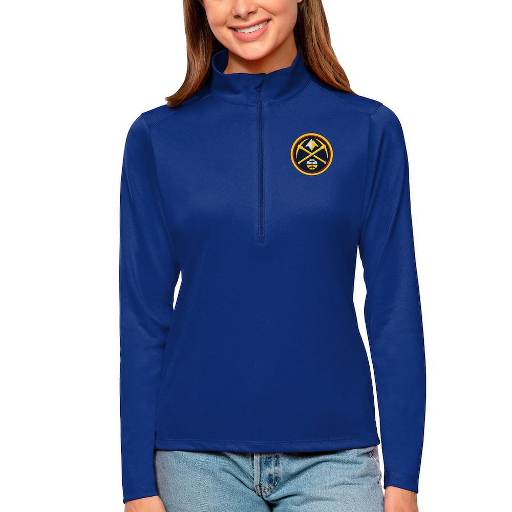 Denver Nuggets Antigua Women's Tribute Half-Zip Top Blue