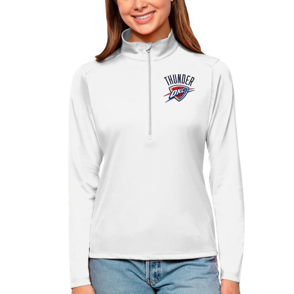 Oklahoma City Thunder Antigua Women's Tribute Half-Zip Top White