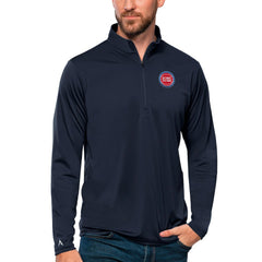 Detroit Pistons Antigua Tribute Quarter-Zip Pullover Top Navy