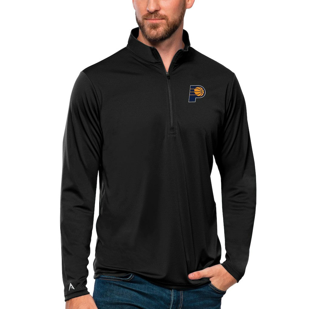 Indiana Pacers Antigua Tribute Quarter-Zip Pullover Top Black