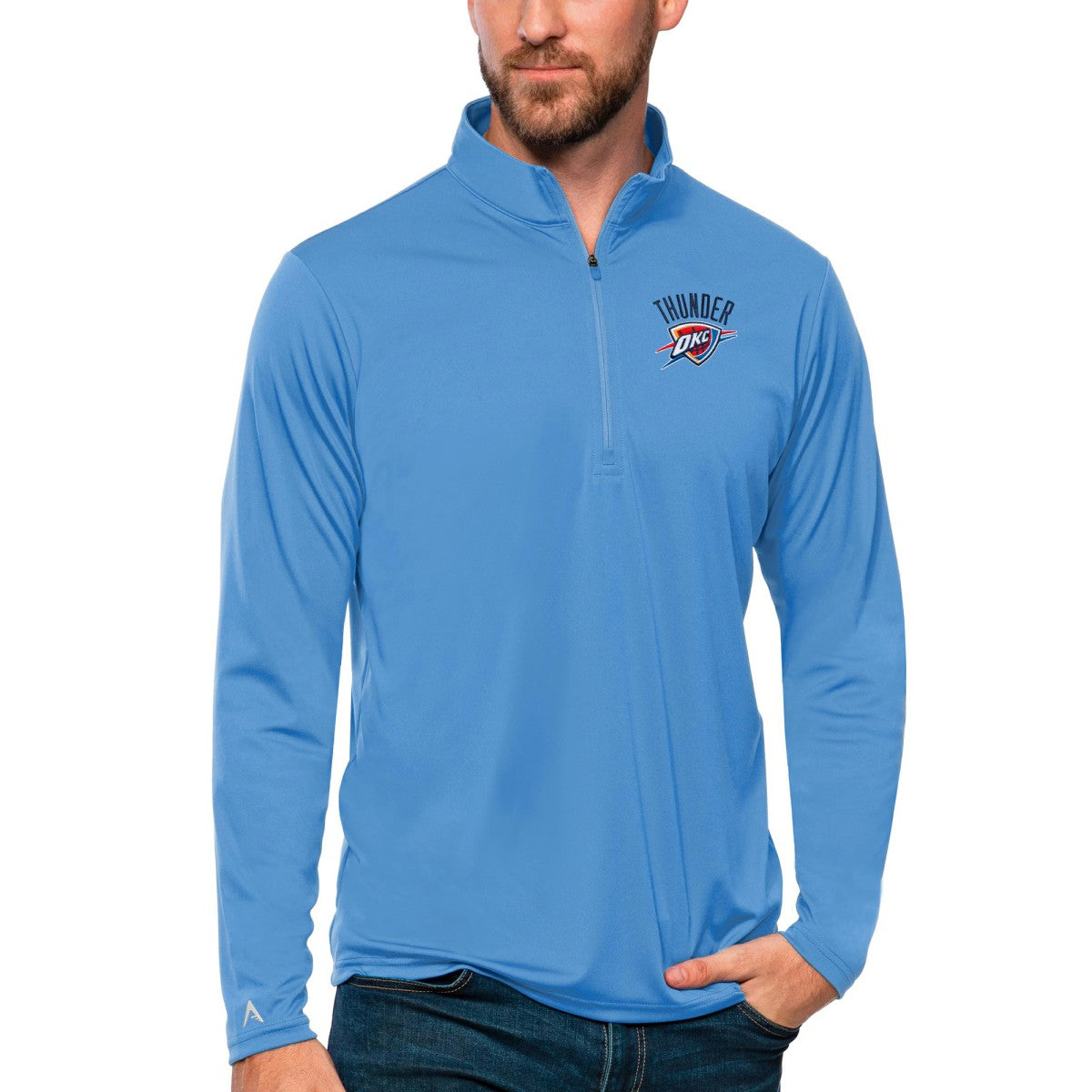 Oklahoma City Thunder Antigua Tribute Quarter-Zip Pullover Top Blue