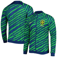 Brazil National Team 2022 Academy Pro Anthem Performance Raglan Full-Zip Jacket Blue/Green - Nike
