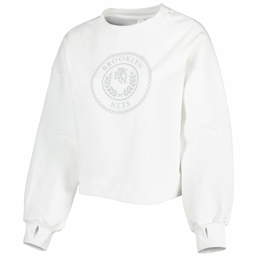 Brooklyn Nets Lusso Women's Lola Ball and Chain Pullover Sweatshirt White