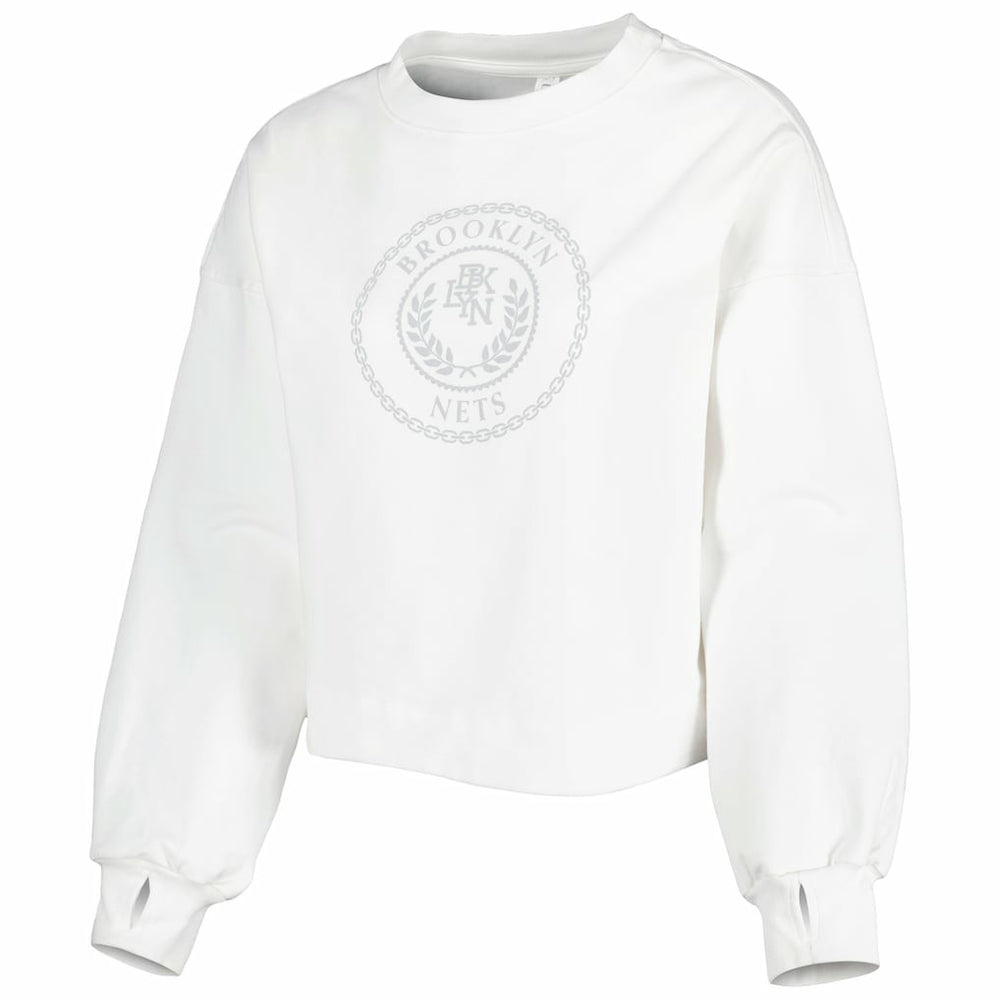 Brooklyn Nets Lusso Women's Lola Ball and Chain Pullover Sweatshirt White