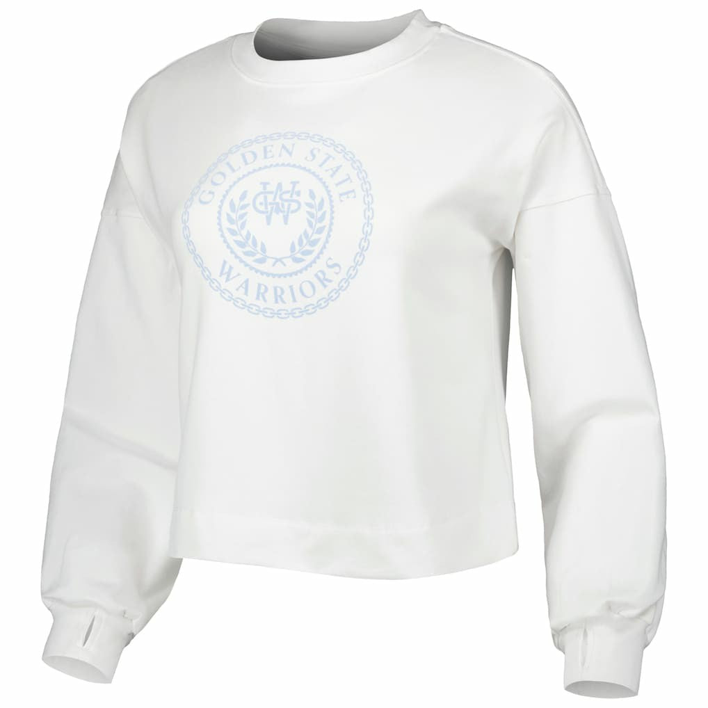 Golden State Warriors Lusso Women's Lola Ball and Chain Pullover Sweatshirt White