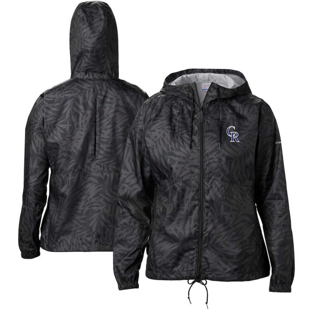 Colorado Rockies Columbia Women's Flash Forward Full-Zip Windbreaker Jacket - Black - Columbia Lifestyle