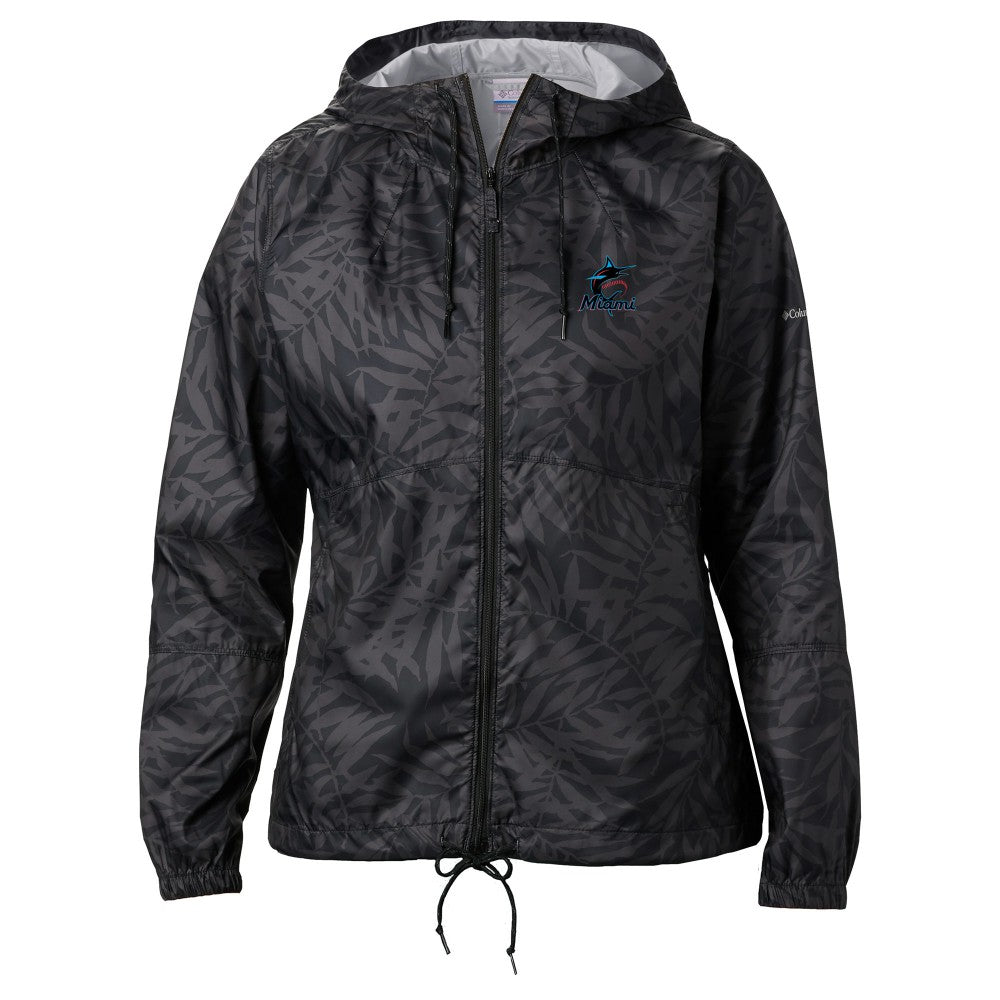 Miami Marlins Columbia Women's Flash Forward Full-Zip Windbreaker Jacket - Black - Columbia Discount