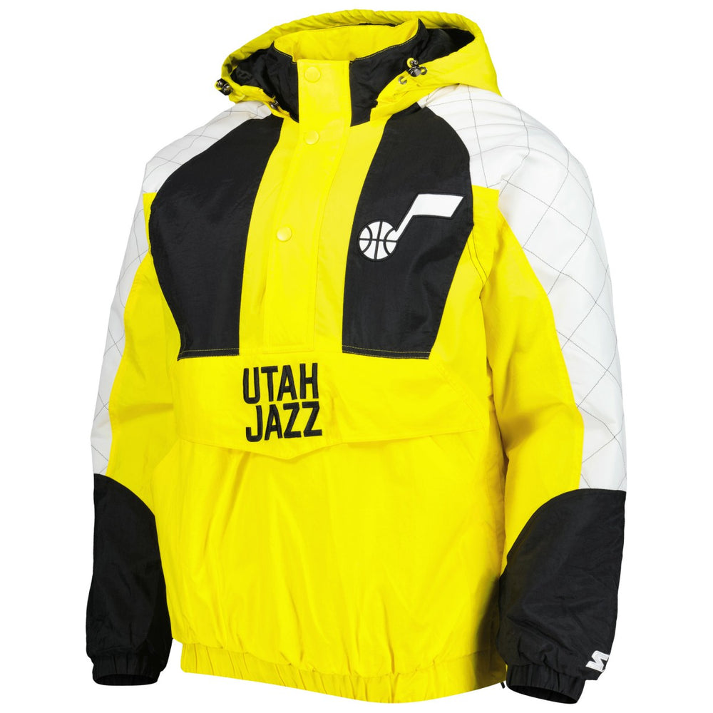 Utah Jazz Starter Body Check Raglan Hoodie Half-Zip Jacket Gold