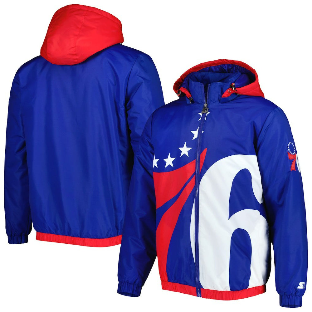 Philadelphia 76ers Starter The Triple Double Full-Zip Hoodie Jacket Royal