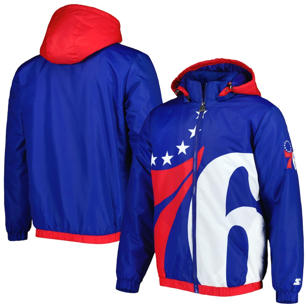 Philadelphia 76ers Starter The Triple Double Full-Zip Hoodie Jacket Royal