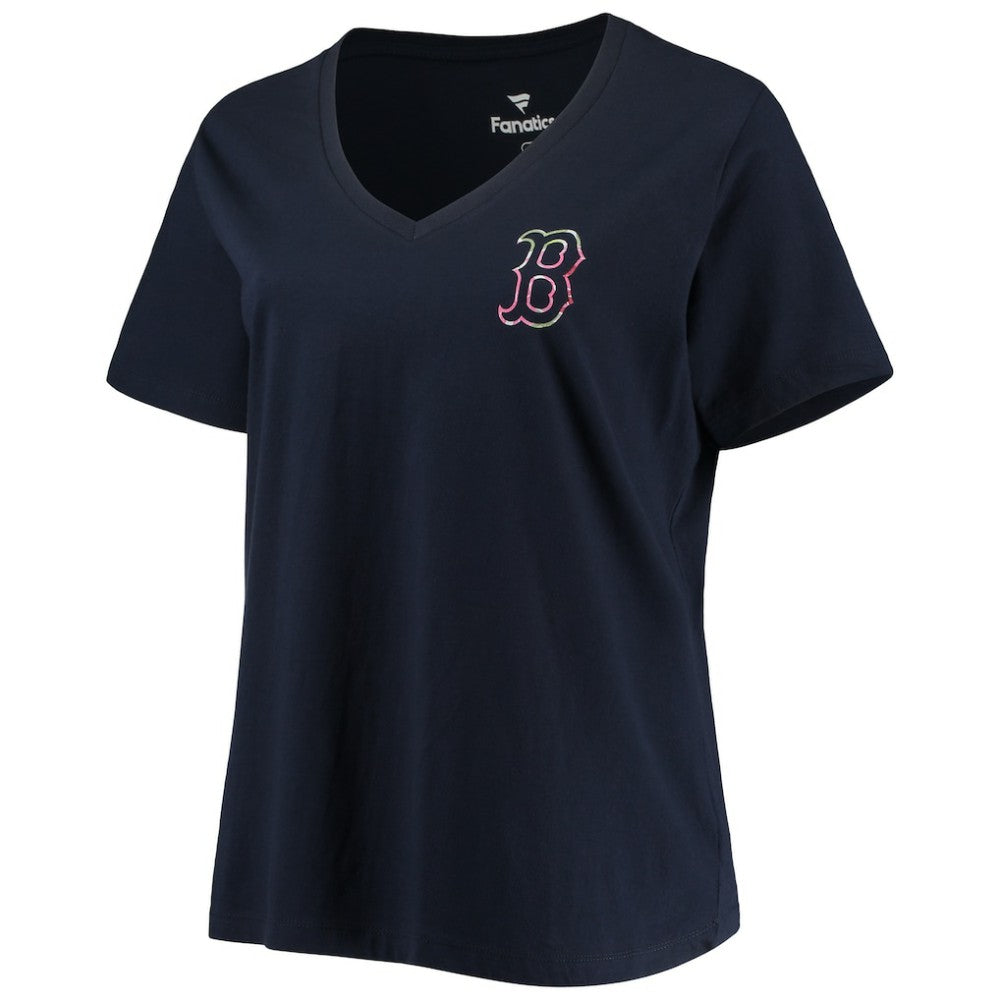 Boston Red Sox Women's Plus Size #1 Mom 2-Hit V-Neck T-Shirt - Navy - MLB Sale