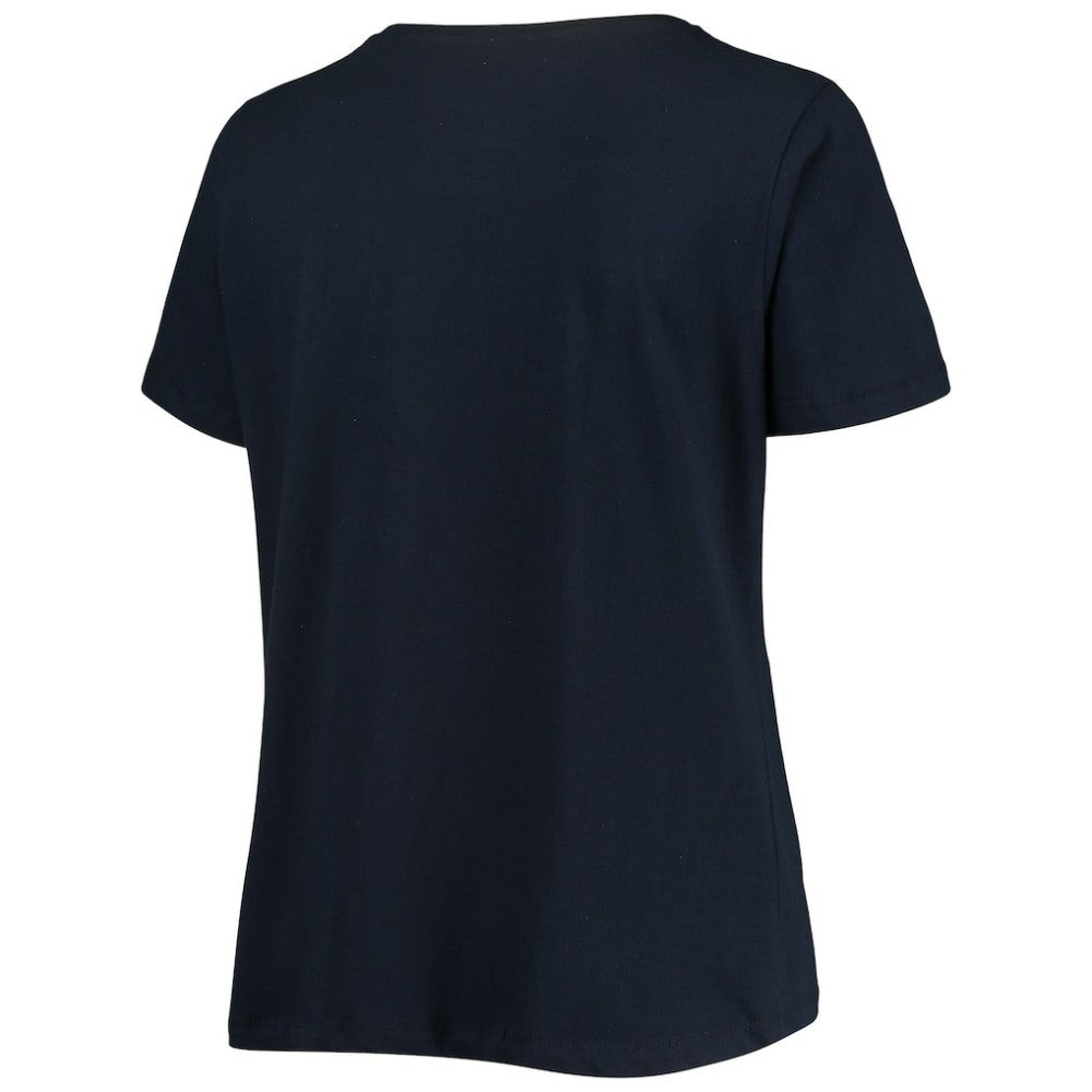 Washington Nationals Women's Plus Size Banner V-Neck T-Shirt - Navy - MLB Lifestyle