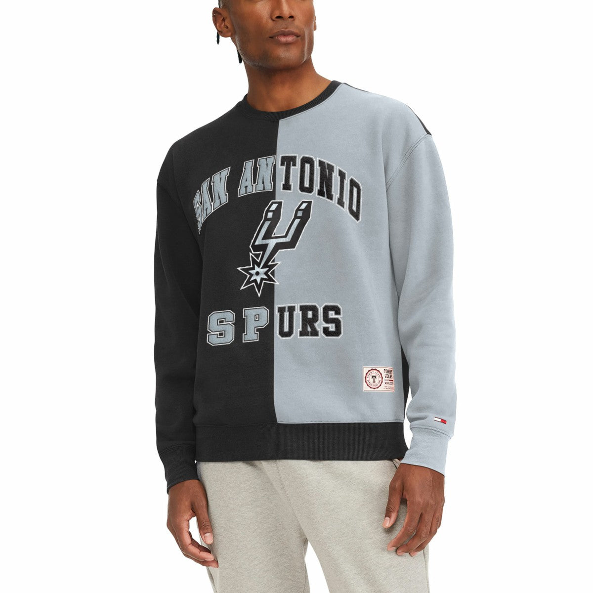 San Antonio Spurs Tommy Jeans Keith Split Pullover Sweatshirt Black/Gray