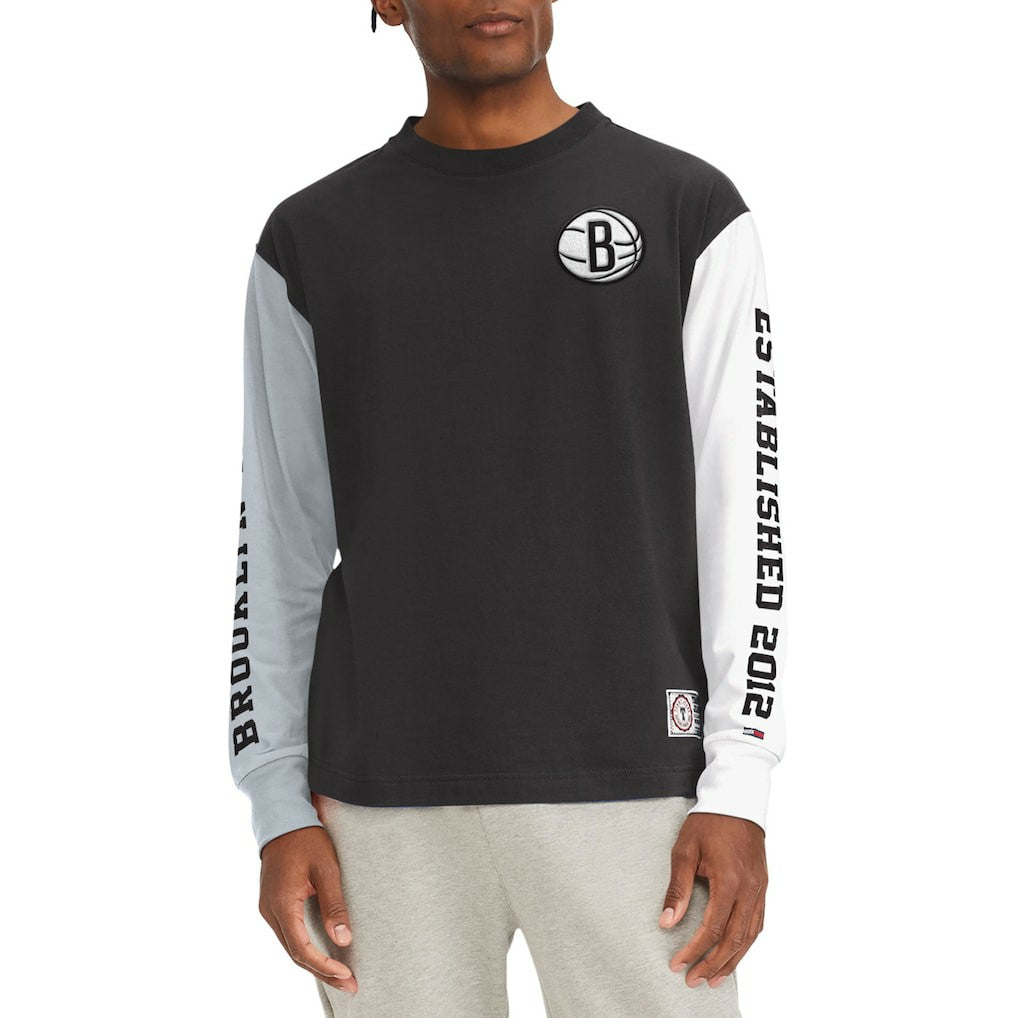 Brooklyn Nets Tommy Jeans Richie Color Block Long Sleeve T-Shirt Black