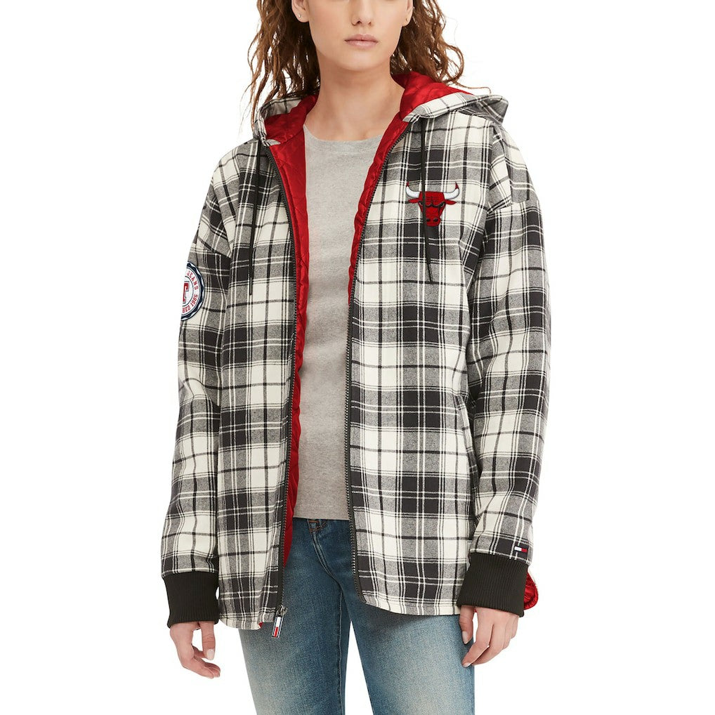 Chicago Bulls Tommy Jeans Women's Molly Flannel Full-Zip Hoodie Black/Cream