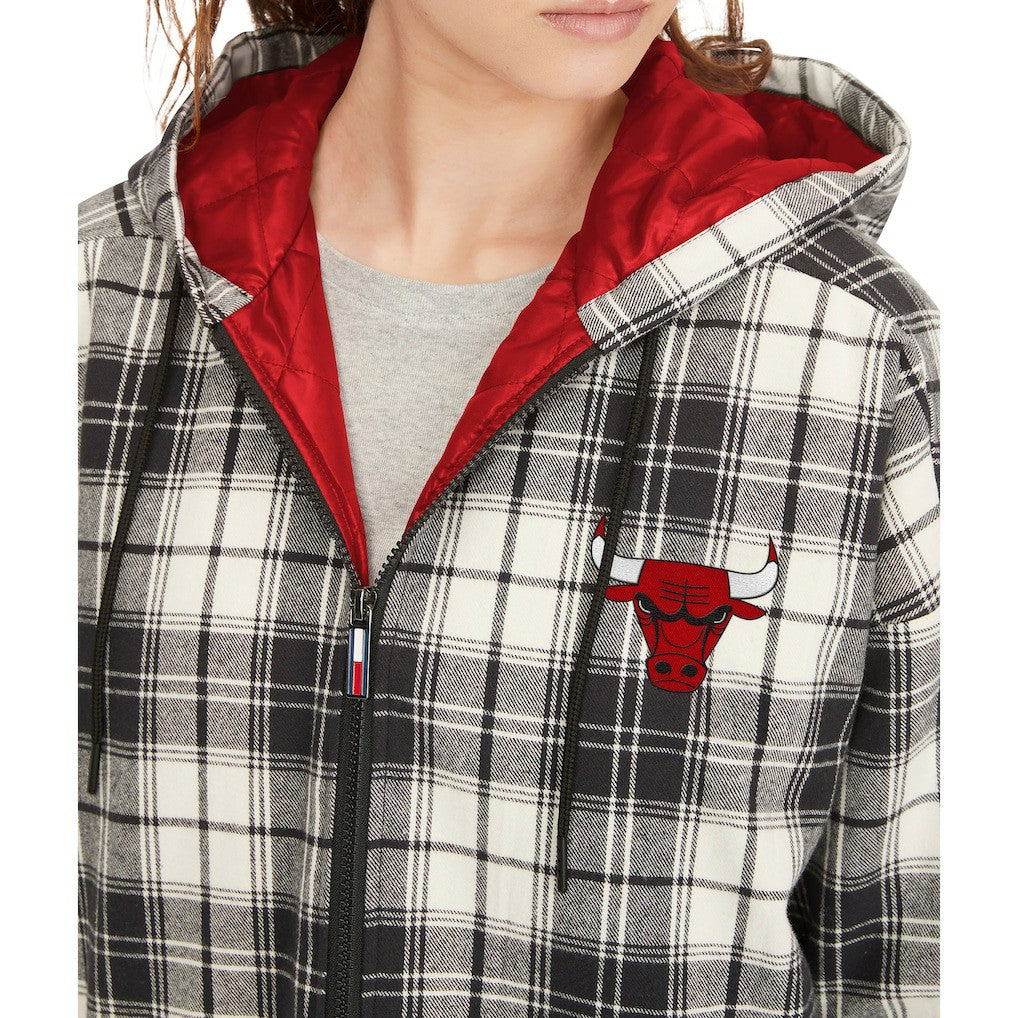 Chicago Bulls Tommy Jeans Women's Molly Flannel Full-Zip Hoodie Black/Cream