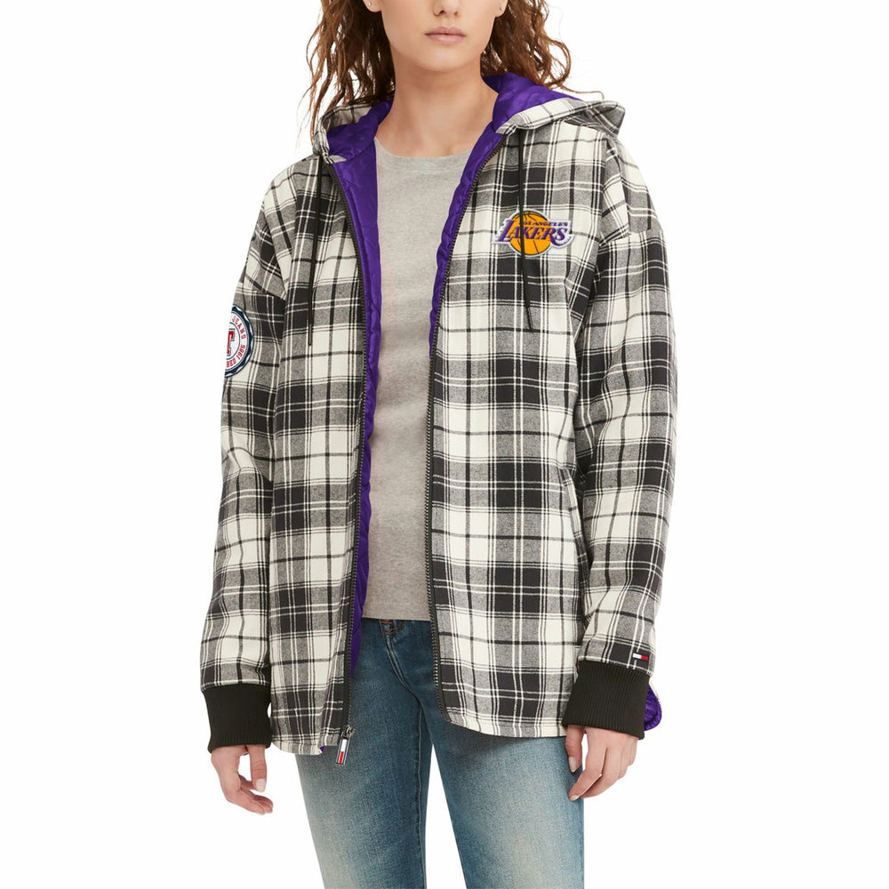Los Angeles Lakers Tommy Jeans Women's Molly Flannel Full-Zip Hoodie Black/Cream