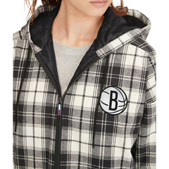 Brooklyn Nets Tommy Jeans Women's Molly Flannel Full-Zip Hoodie Black/Cream