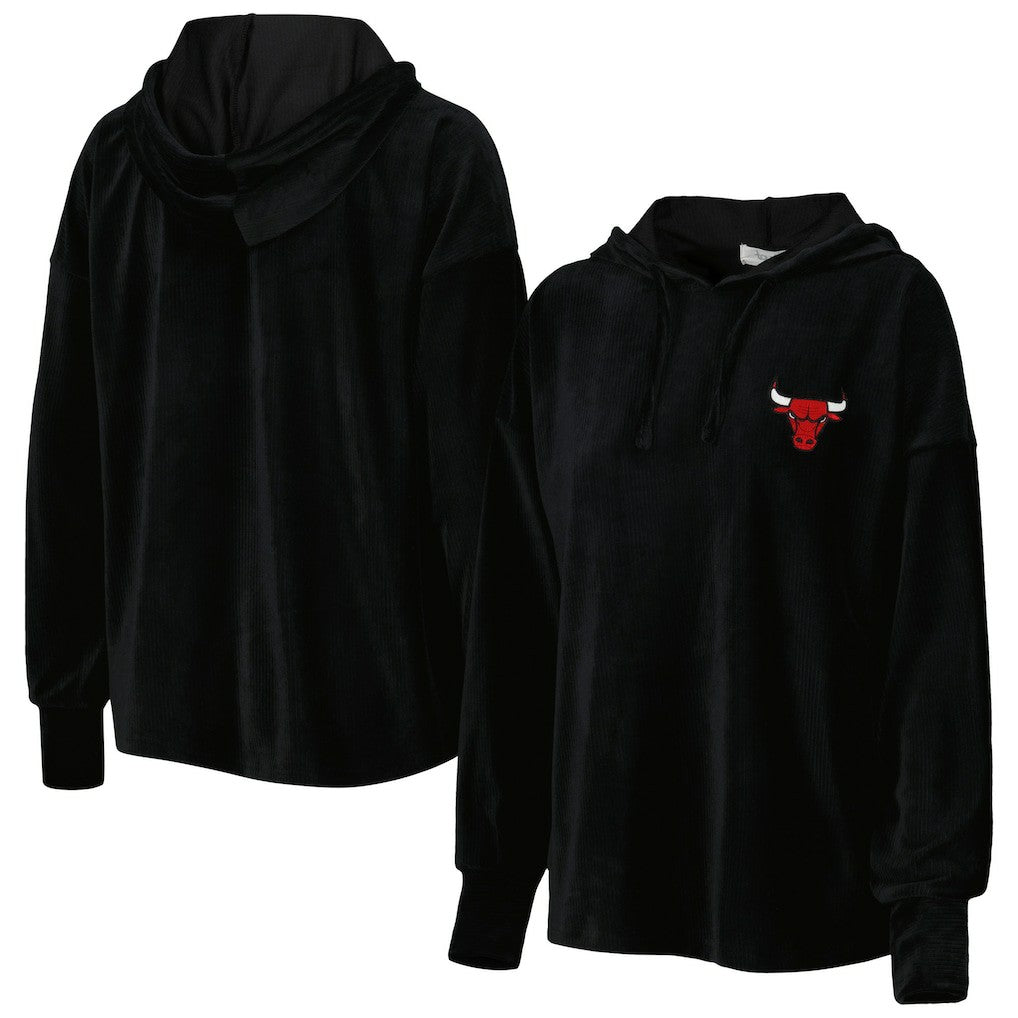 Chicago Bulls Touch Women's End Line Velour Pullover Hoodie Black