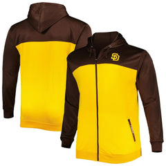 San Diego Padres Big & Tall Yoke Full-Zip Hoodie - Brown/Gold - MLB Discount