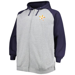 Houston Astros Big & Tall Raglan Full-Zip Hoodie - Heathered Gray/Navy - MLB Lifestyle