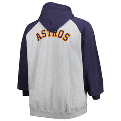 Houston Astros Big & Tall Raglan Full-Zip Hoodie - Heathered Gray/Navy - MLB Lifestyle