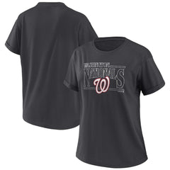 Washington Nationals WEAR by Erin Andrews Women's Oversized Boyfriend T-Shirt - Charcoal - MLB Discount
