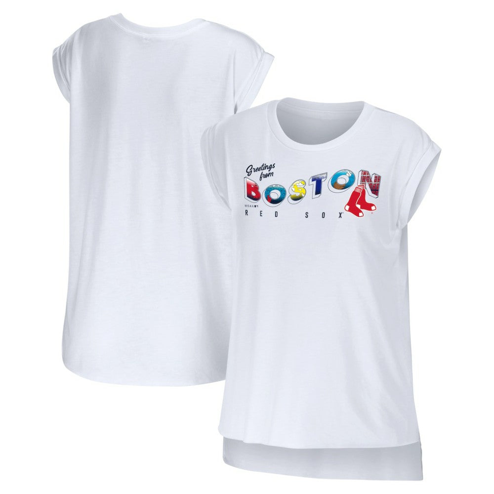 Boston Red Sox WEAR by Erin Andrews Women's Greetings From T-Shirt - White - MLB Online