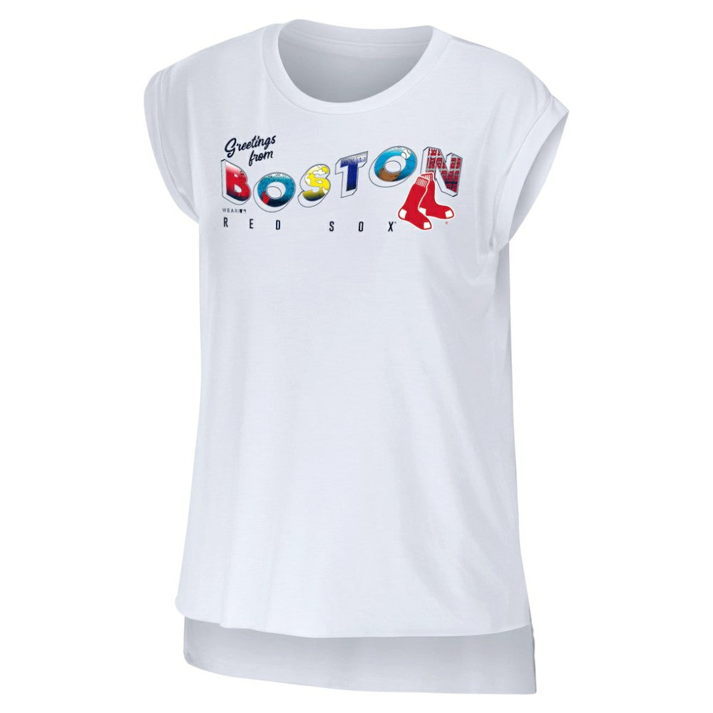 Boston Red Sox WEAR by Erin Andrews Women's Greetings From T-Shirt - White - MLB Online