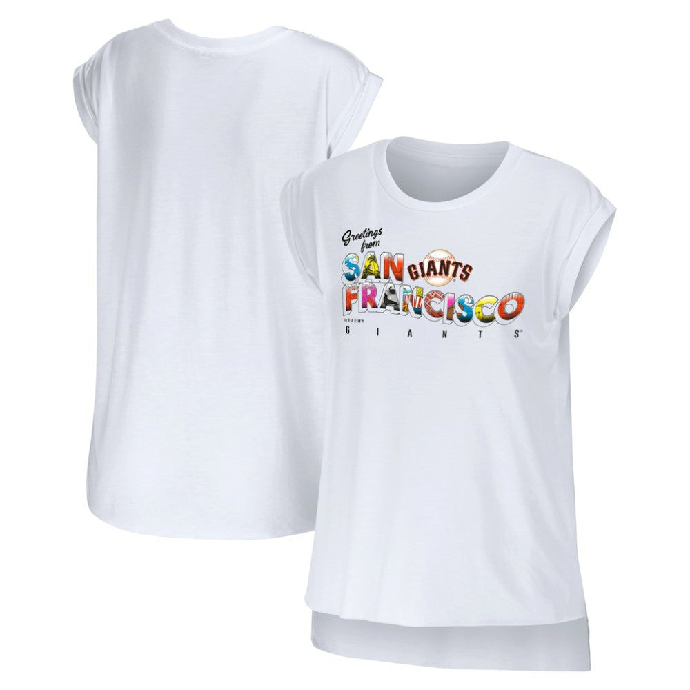 San Francisco Giants WEAR by Erin Andrews Women's Greetings From T-Shirt - White - MLB Sale