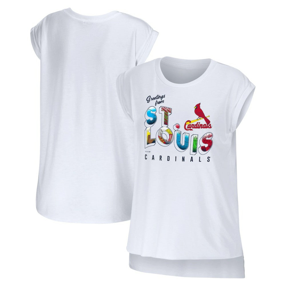 St. Louis Cardinals WEAR by Erin Andrews Women's Greetings From T-Shirt - White - MLB Discount
