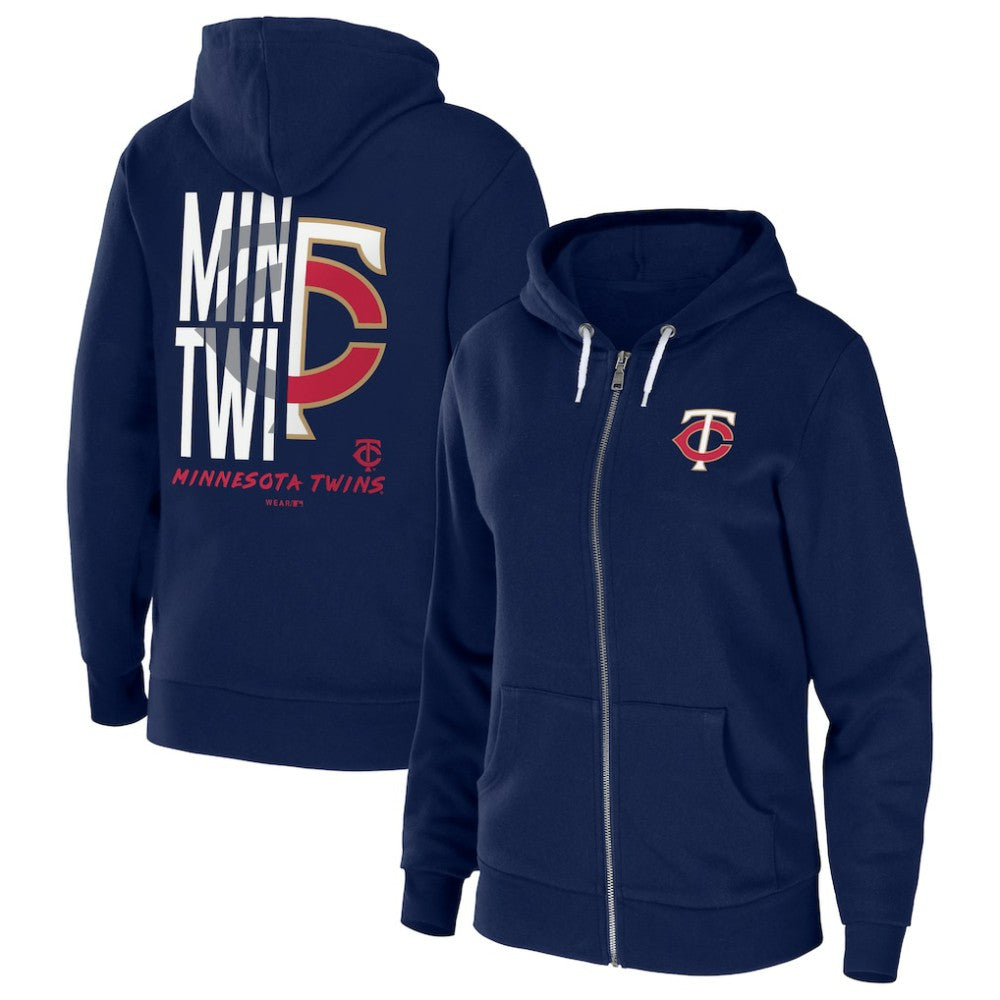 Minnesota Twins WEAR by Erin Andrews Women's Sponge Fleece Full-Zip Hoodie - Navy - MLB Online