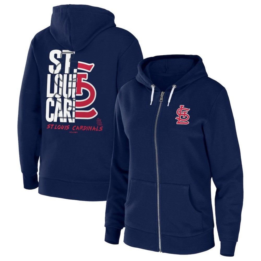 St. Louis Cardinals WEAR by Erin Andrews Women's Sponge Fleece Full-Zip Hoodie - Navy - MLB Lifestyle