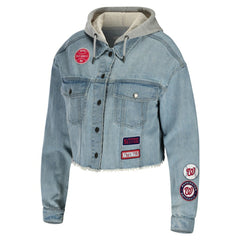 Washington Nationals WEAR by Erin Andrews Women's Hooded Button-Up Denim Jacket - MLB Discount
