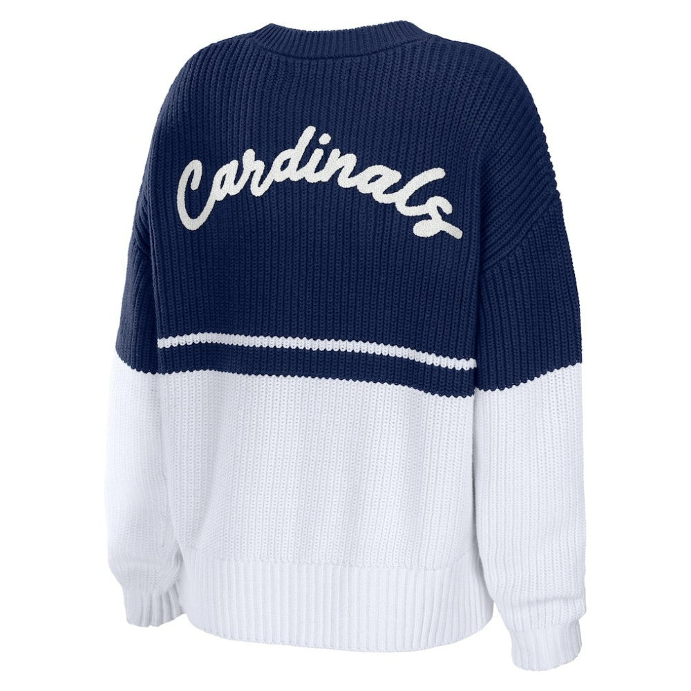 St. Louis Cardinals WEAR by Erin Andrews Women's Chunky Pullover Sweatshirt - Navy/White - MLB Lifestyle