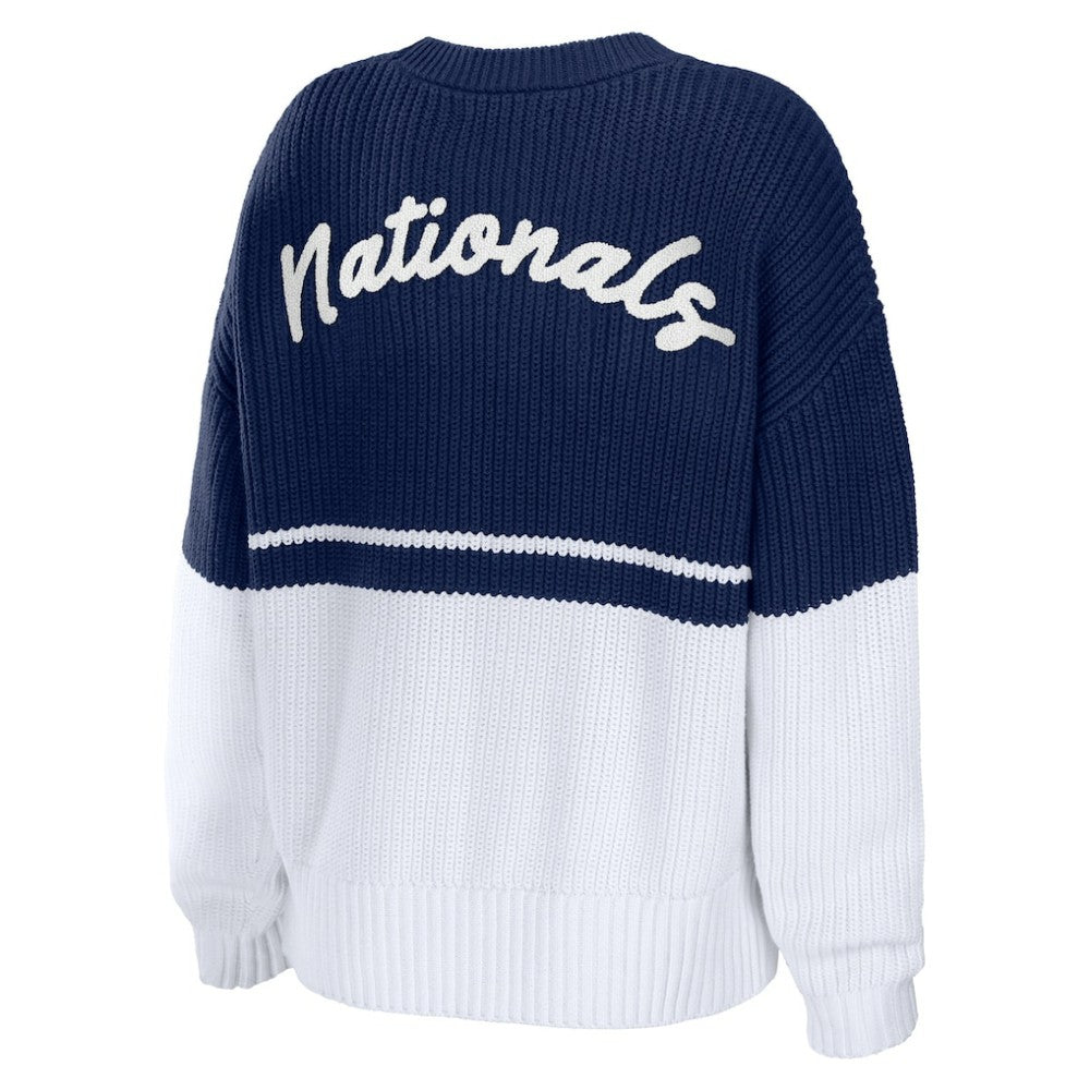 Washington Nationals WEAR by Erin Andrews Women's Chunky Pullover Sweatshirt - Navy/White - MLB Sale