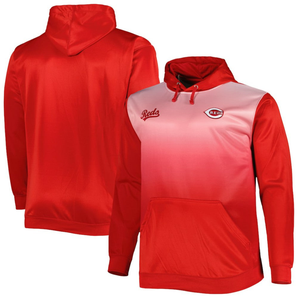 Cincinnati Reds Fade Sublimated Fleece Pullover Hoodie - Red - MLB Lifestyle