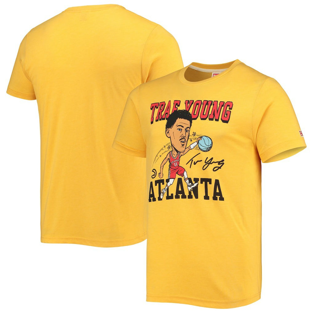 Trae Young Atlanta Hawks Homage Caricature Tri-Blend T-Shirt Gold