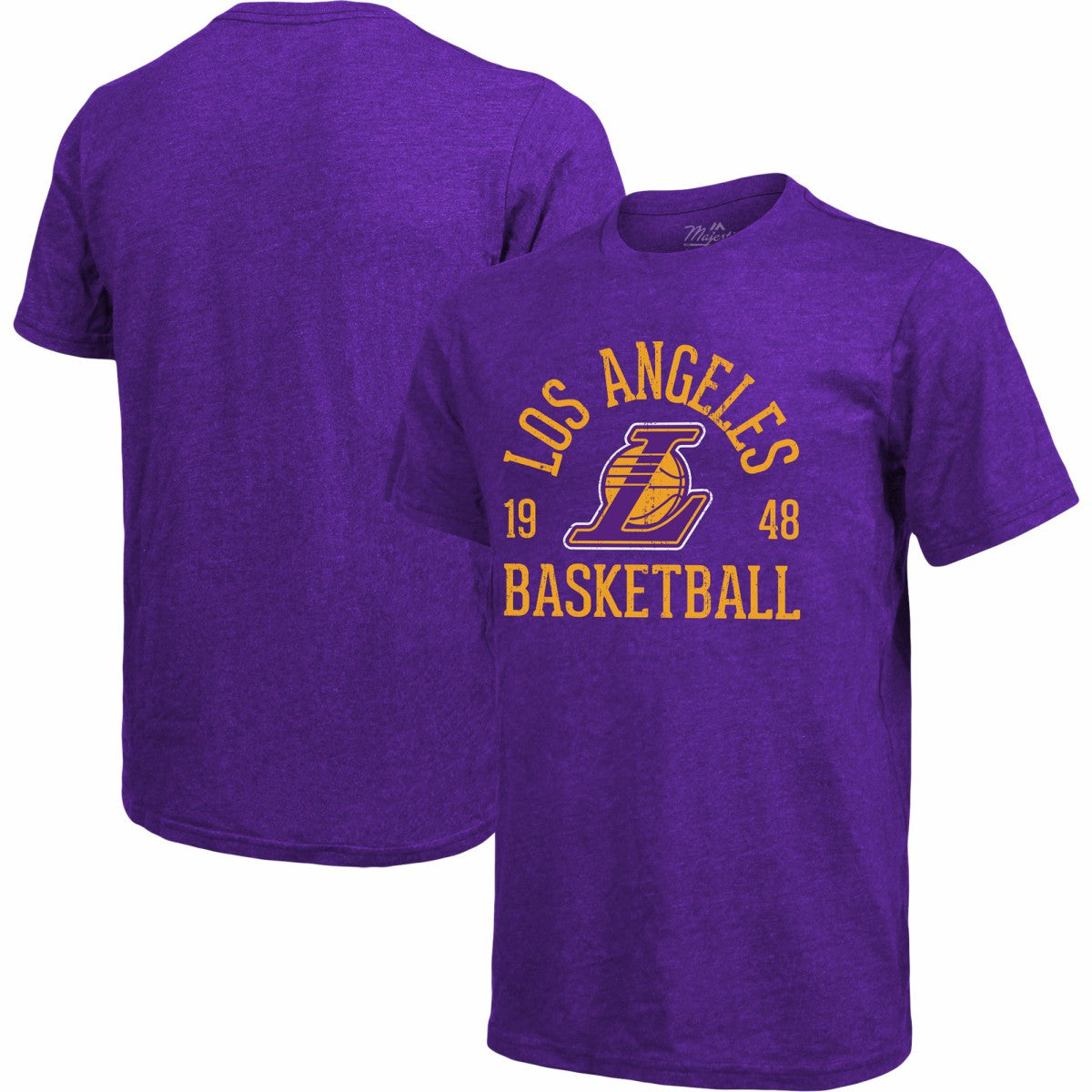 Los Angeles Lakers Majestic Threads Ball Hog Logo Tri-Blend T-Shirt Heathered Purple