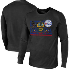 Philadelphia 76ers Majestic Threads City and State Tri-Blend Long Sleeve T-Shirt Black