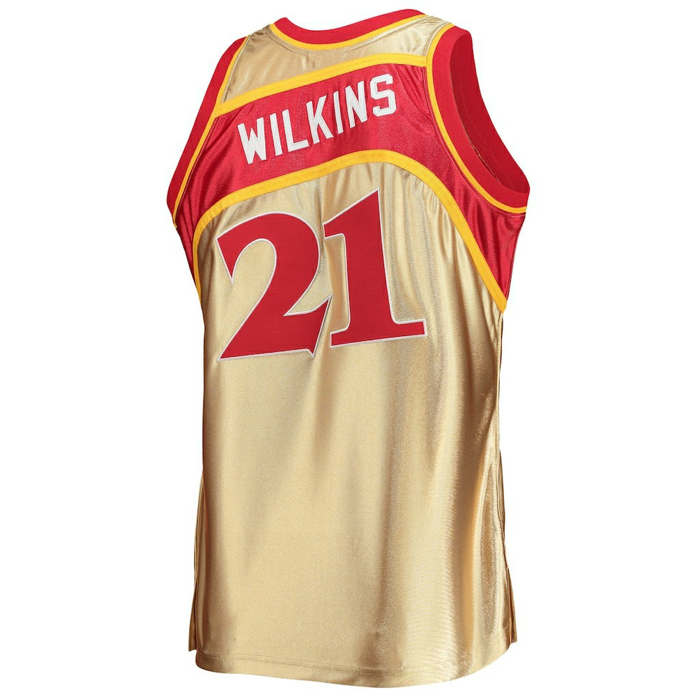 Dominique Wilkins Atlanta Hawks 75th Anniversary 1986/87 Hardwood Classics Swingman Jersey Gold | Mitchell & Ness for sale
