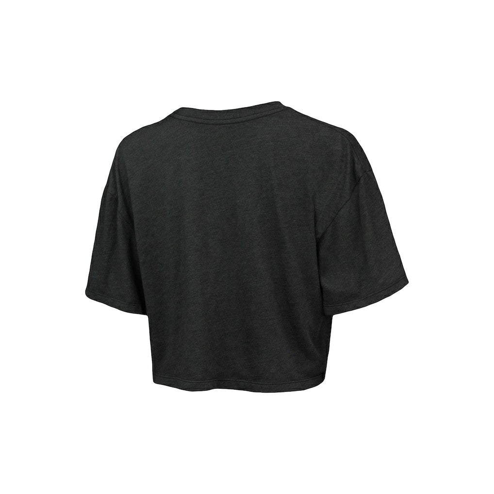 Brooklyn Nets Majestic Threads Women's Bank Shot Cropped T-Shirt Charcoal