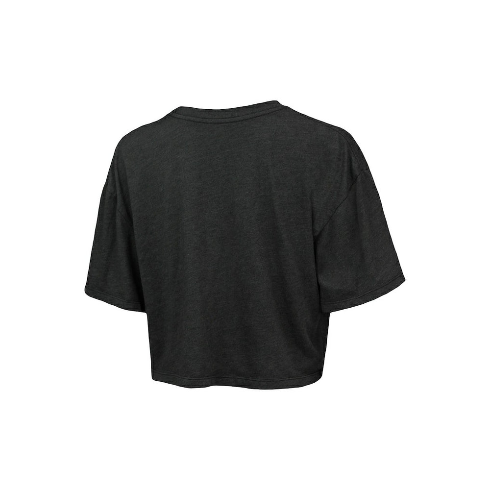 Brooklyn Nets Majestic Threads Women's Bank Shot Cropped T-Shirt Charcoal