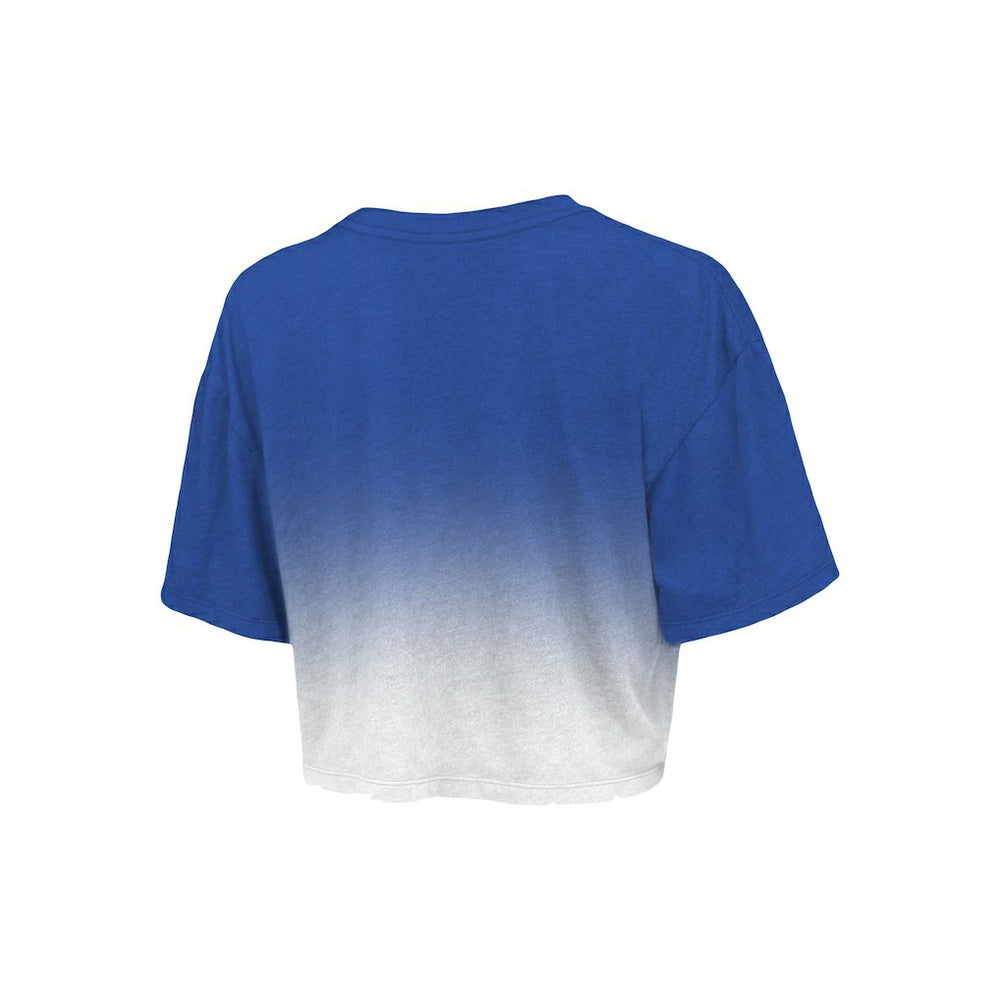 Philadelphia 76ers Majestic Threads Women's Repeat Dip-Dye Cropped T-Shirt Royal/White