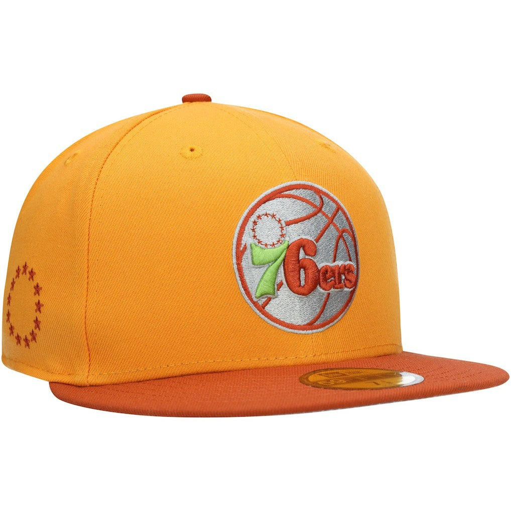 Philadelphia 76ers 59FIFTY Fitted Hat Gold/Rust | New Era online